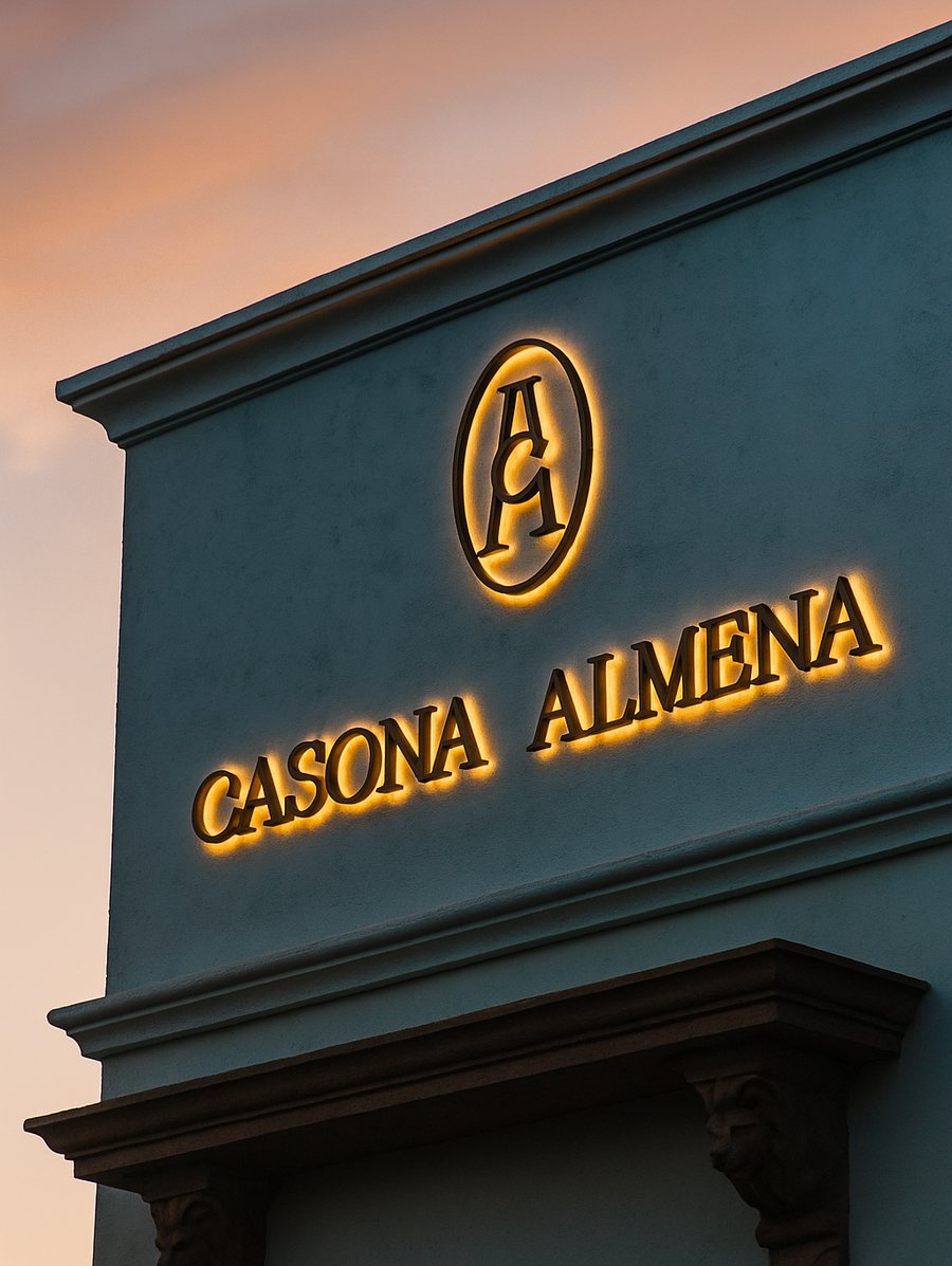 Casona Almena signage on the facade
