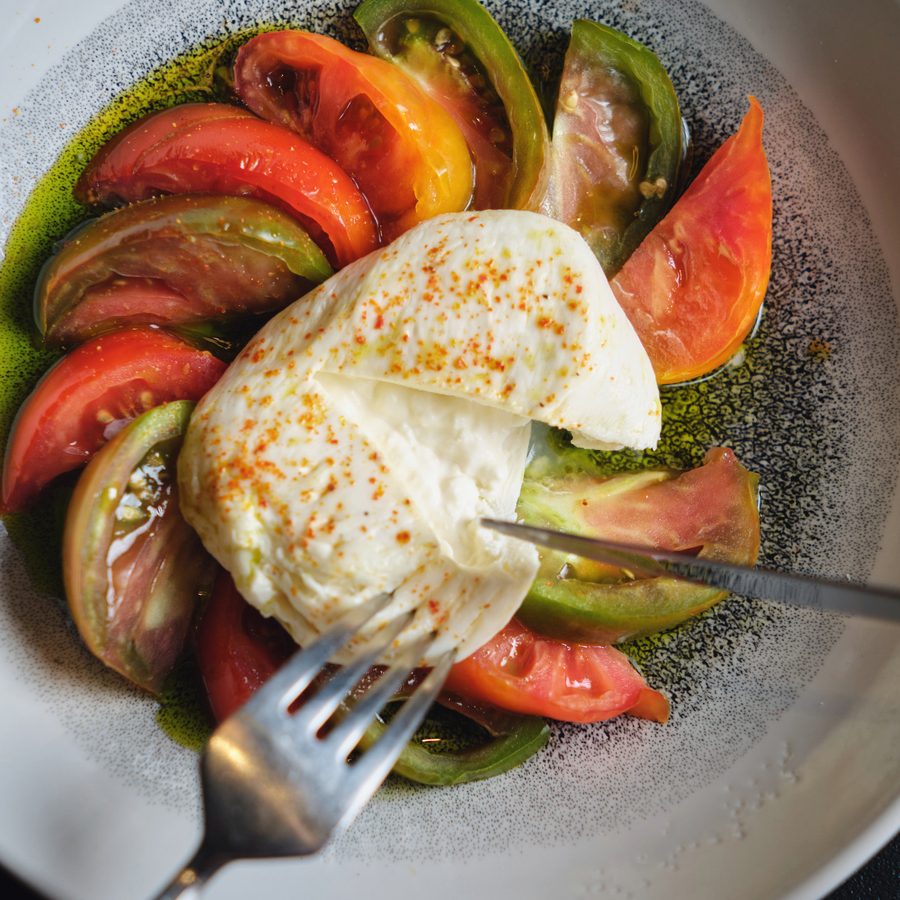 Alfredo di Roma — burrata with heirloom tomato