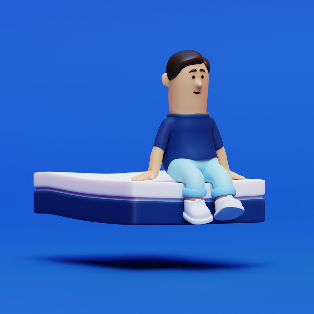 LUUNA 3D character on the mattress