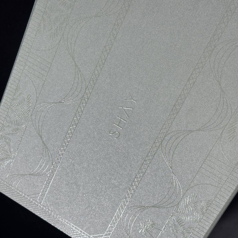 Embossed pattern on the production packaging sample
