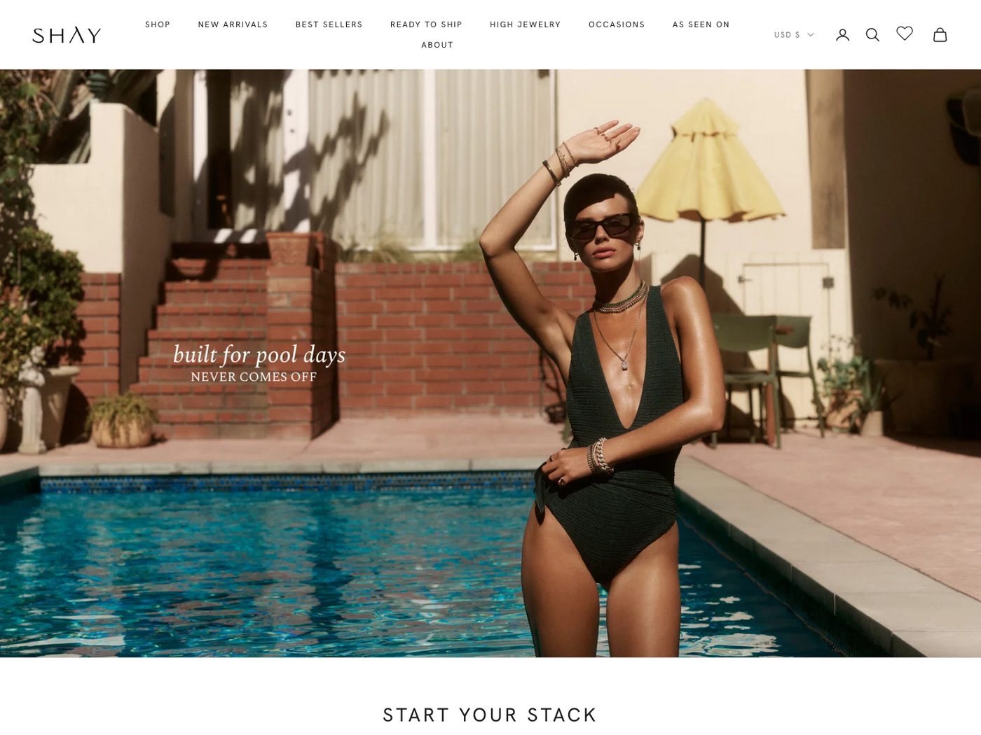 SHAY Jewelry storefront, desktop